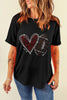 Black Rhinestone Rugby Heart Shape Graphic Crewneck T Shirt by Wild and Free Boutique