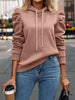 Minimalist Puff Sleeve Drawstring Hoodie by FitiqueFit