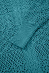 Jet Stream Mix Pattern Hollow Knit Open Front Cardigan