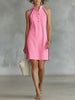 Women’s Sleeveless Button-Up Collar Shirt Dress by FitiqueFit