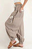 Brown Stripe Drawstring Cargo Jogger Pants with Pockets by Wild and Free Boutique