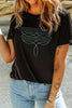 Embroidered Round Neck Short Sleeve T-Shirt by Simply Love