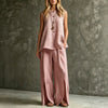 Women's Loose Sleeveless Tank Top & Slit Wide-Leg Pants Two-Piece Set by FitiqueFit