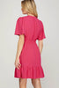 Ruffled Hem Notched Flutter Sleeve Mini Dress For Women Feminine and Playful Mini Dress with Ruffled Hem and Notched Flutter Sleeves for a Romantic Look by Stevvex
