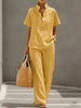 Cardigan & Short Sleeve Top + Pants Three-Piece Set – Solid Color Casual Lounge by FitiqueFit
