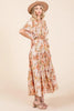 New Summer Floral Tie Waist Flutter Sleeve Tiered Dress – Graceful and Feminine Dress with Bohemian Charm and Flattering Tie Waist by Stevvex