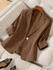Women's Three-Quarter Sleeve Single-Button Casual Blazer by FitiqueFit