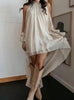 High Neck Asymmetric Maxi Chiffon Dress – Loose Fit Long Sleeve by FitiqueFit