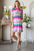 Colorful Full Size Striped Short Sleeve Mini Tee Dress Plus Size Casual Essential Summer Dress by Stevvex
