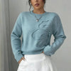 Women's Elegant Floral Sweater - Crew Neck Long Sleeve Casual Pullover by FitiqueFit
