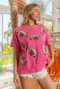 BiBi Game Day Sequins Patched Half Sleeves Top by Wild and Free Boutique