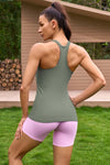 Ribbed Workout Tank Tops with Built in Bra