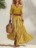 Women's Off-Shoulder Top & Slit Maxi Skirt Set by FitiqueFit