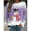 Snowman Printed Panel Loose Sweater – Casual Holiday Knit for Women by FitiqueFit
