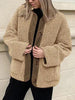 Modern Cozy Women Luxuriously Cozy Contrast Button Up Sherpa Jacket with Pockets For Fall & Winter by Stevvex