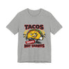 TACOS NOT TARIFFS Tee | taco pun, protest typography by Tristan’s Treehouse