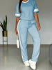 Women's Color-Block Contrast 2-Piece Outfit – Top & Pants Set by FitiqueFit