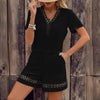 Boho Chic Lace Detail Outfit V-Neck Short Sleeve Summer Set by FitiqueFit