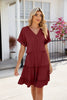 Short Sleeve Tiered Mini Dress Feminine & Flowy Modern Women Summer Dress by Stevvex