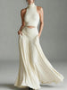 Women's Sleeveless High-Neck Top & Elegant Long A-Line Dress Two-Piece Set by FitiqueFit