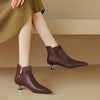 Women's Genuine Leather Kitten Heel Ankle Boots – Pointed Toe Side Zip by FitiqueFit