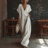 Lace-Trimmed Loose Linen Cotton Long Dress for Women by FitiqueFit