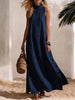 Cotton Linen Sleeveless Midi Dress – Side Slits & Loose Fit by FitiqueFit