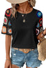 White Floral Hollowed Crochet Sleeve Boho Blouse