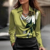 Long Sleeve Satin Swing Collar Top | Elegant Commuter Shirt by FitiqueFit
