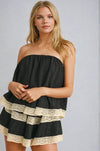 Isla Lace-Trim Layered Tube Romper