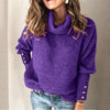 Women’s High Collar Knitted Sweatshirt – Long Sleeve Casual Pullover by FitiqueFit