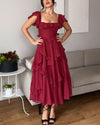 Holiday Ruffles Lotus Leaf Pleated Dress