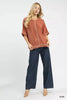 Umgee Linen Blend Scallop Trim Top by FitiqueFit