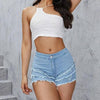 Slim-fit Stretchy Minimalist Patchwork Denim Shorts by My Store