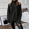 Women’s Elegant Off-Shoulder Turtleneck Sweater — Long Sleeve Knit Top by FitiqueFit