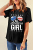 Black Stars and Stripes Glasses Slogan Graphic T Shirt