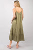 Ruffled A-Line Midi Cami Dress – Ruffled Midi Dress, A-Line Cami Dress, Feminine Ruffled Dress, Summer Cami Dress, Comfy Cotton Dress, Sleeveless Midi Dress, Breezy Casual Dress by Stevvex