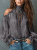 Women's Retro Cashew Print Off-Shoulder Blouse with Lantern Sleeves by FitiqueFit
