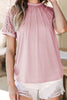 White Seamed Detail Contrast Lace Raglan Sleeve Tee by Wild and Free Boutique