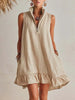 Women's Casual Loose Half-Zip Sleeveless Dress with Ruffle Hem by FitiqueFit