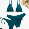 Essential Edge 3-Piece Bikini Set for Women – Solid Color High-Cut Triangle Top Two-Style Bottoms with Side Lace-Up Design & Quick-Drying Comfort – Versatile Women's Swimwear for Summer Pool Beach & Travel by Stevvex