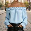 Women's Ruffle Off-Shoulder 3/4 Sleeve Elegant Shirt by FitiqueFit