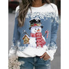 Snowman Printed Panel Loose Sweater – Casual Holiday Knit for Women by FitiqueFit