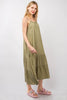 Ruffled A-Line Midi Cami Dress – Ruffled Midi Dress, A-Line Cami Dress, Feminine Ruffled Dress, Summer Cami Dress, Comfy Cotton Dress, Sleeveless Midi Dress, Breezy Casual Dress by Stevvex
