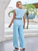 Round Neck Sleeveless Top and Drawstring Pants Set
