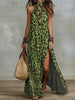 Women's Printed Scarf-Style Maxi Dress – Sleeveless, Split, Loose Boho by FitiqueFit