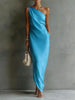 Women's Satin Off-Shoulder Slim-Fit Maxi Dress by FitiqueFit