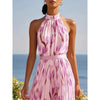 Women's Halterneck High-Waist Swing Dress – Floral & Solid Prints by FitiqueFit