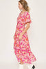New Summer Floral Notched Puff Sleeve Midi Dress For Women – Fluttering, Elegant Floral Print Midi Dress with Trendy Notched Neckline and Puff Sleeves by Stevvex