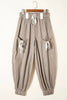 Brown Stripe Drawstring Cargo Jogger Pants with Pockets by Wild and Free Boutique